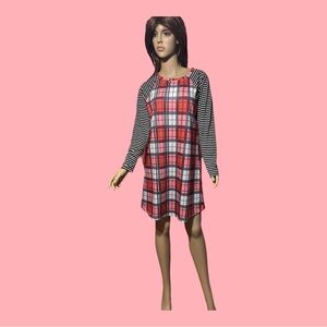 Elegant Red and Pink Long Sleeve Dress